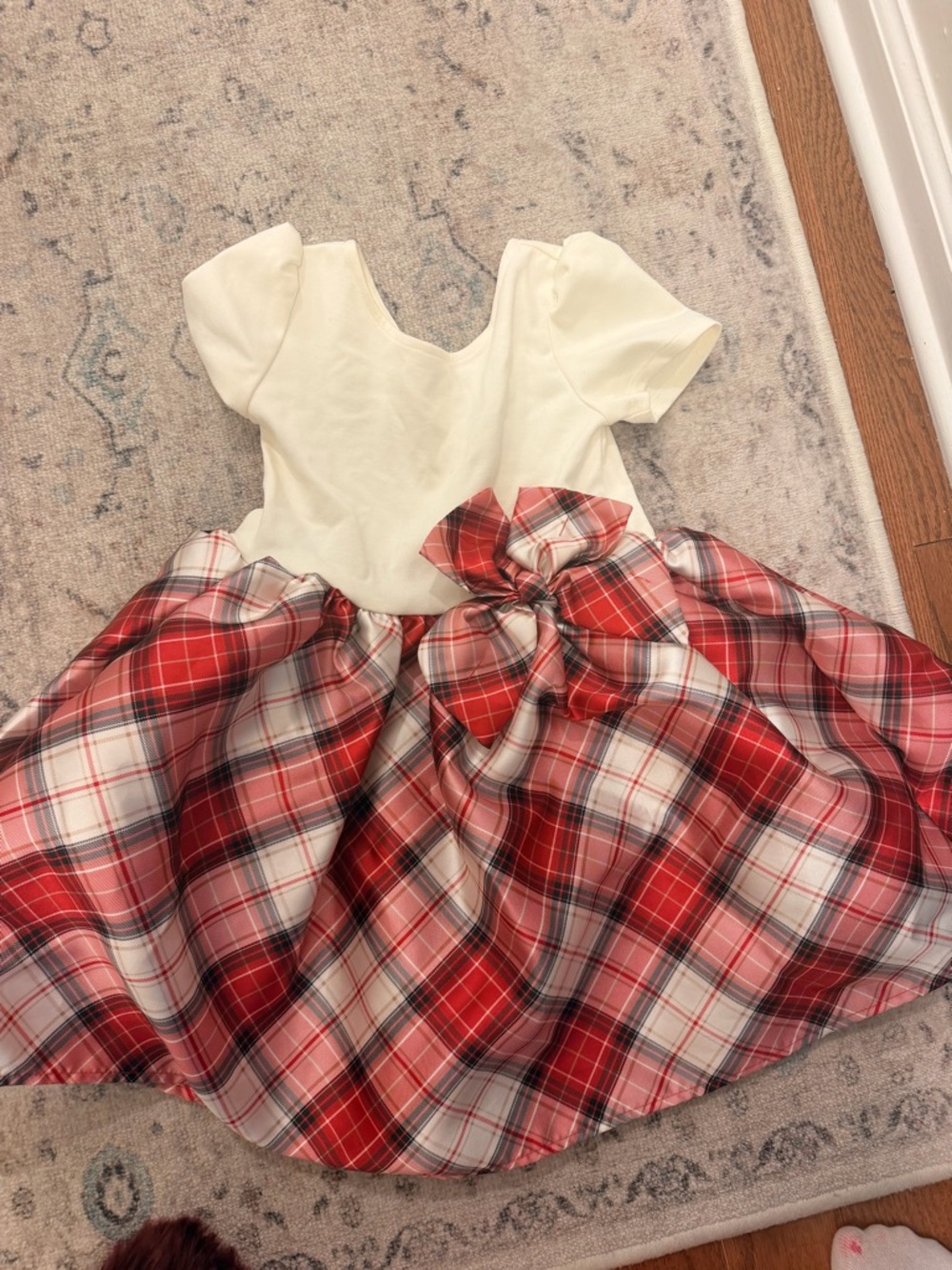 H&M Cream and Red Plaid Holiday Dress